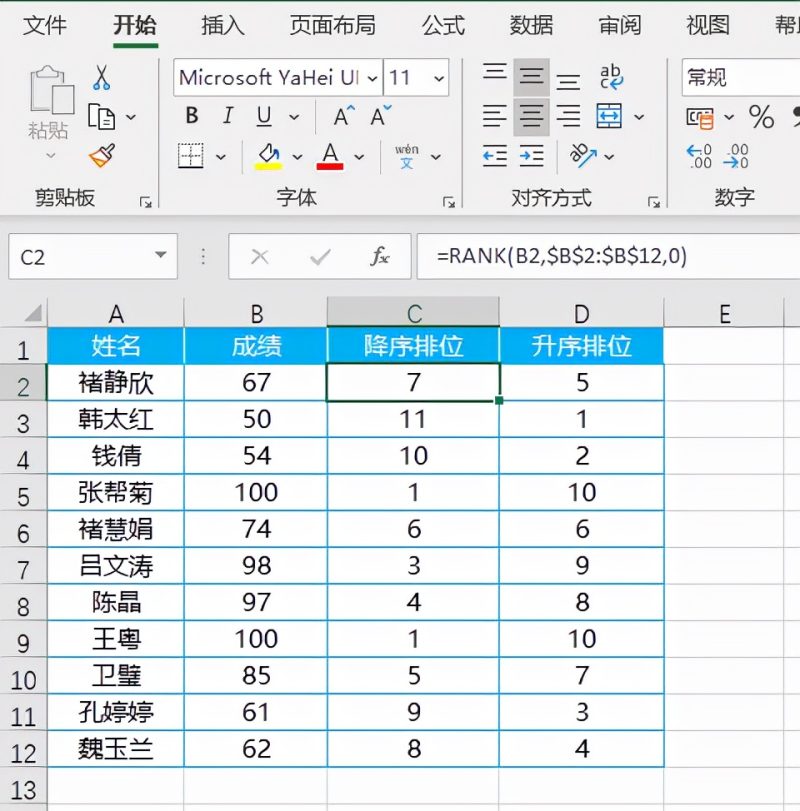 rank函数排名怎么用（Excel排位函数RANK的使用方法）-1